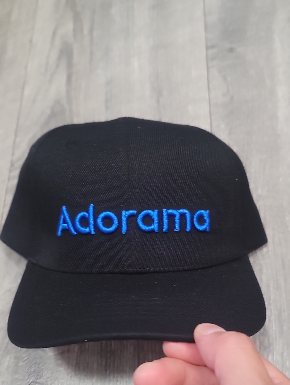 ADORA Black Cap with Bright Blue Embroidered Logo